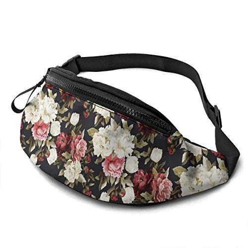Laufgürtel Bauchtasche für Damen Herren Aquarell Rose Mode Hüfttasche Verstellbare Gürteltasche für Reisen Wandern Wandern Sport Laufgürtel Bauchtasche für Damen Herren Aquarell Rose Mode Hüfttasche Verstellbare Gürteltasche für Reisen Wandern Wandern Sport von DJNGN