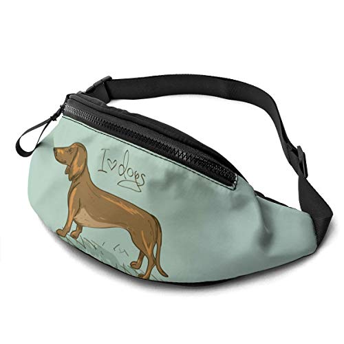 Laufgürtel Bauchtasche für Damen Herren Cartoon Brauner Hund Mode Hüfttasche Verstellbare Gürteltasche für Reisen Wandern Wandern Sport von DJNGN
