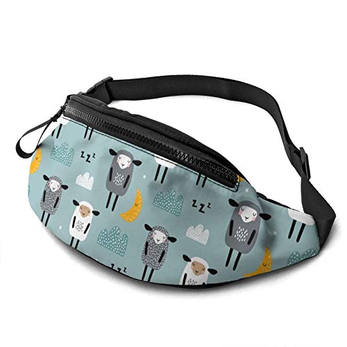Laufgürtel Bauchtasche für Damen Herren Niedlich Schlafendes Schaf Mode Hüfttasche Verstellbare Gürteltasche für Reisen Wandern Wandern Sport von DJNGN