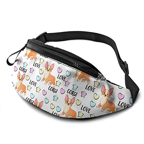 Laufgürtel Bauchtasche für Damen Herren Niedlicher Corgi Mode Hüfttasche Verstellbare Gürteltasche für Reisen Wandern Wandern Sport Laufgürtel Bauchtasche für Damen Herren Niedlicher Corgi Mode Hüfttasche Verstellbare Gürteltasche für Reisen Wandern Wandern Sport von DJNGN