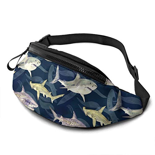 Laufgürtel Bauchtasche für Damen Herren Shark Fashion Hüfttasche Verstellbare Gürteltasche für Reisen Wandern Wandern Sport Laufgürtel Bauchtasche für Damen Herren Shark Fashion Hüfttasche Verstellbare Gürteltasche für Reisen Wandern Wandern Sport von DJNGN