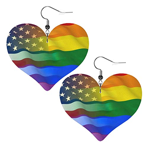 Lgbt Regenbogen Flagge Leder Ohrringe für Frauen baumeln Ohrring Tropfen Anhänger mit Haken Geschenke für Erwachsene Mädchen von DJNGN