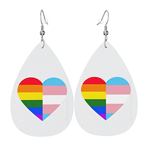 Lgbt Regenbogen und Transgender Pride Flagge Herz Leder Ohrringe für Frauen baumeln Ohrring Tropfen Anhänger mit Haken Geschenke für Erwachsene Mädchen von DJNGN