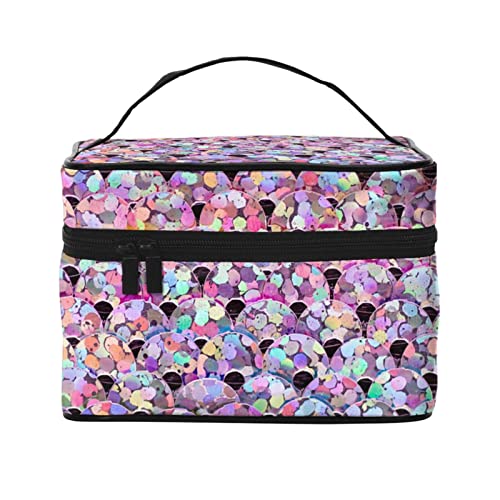 Lila Rosa Glitzer-Make-up-Tasche Reise-Kosmetiktasche für Frauen Mädchen Große Make-up-Organizer-Tasche Tragbare Kulturtasche Reiseutensilien von DJNGN