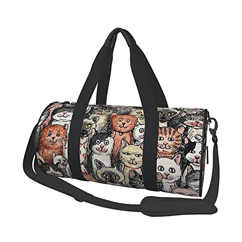Lustige süße Reisetaschen mit Katzenmotiv, für Fitnessstudio, Sportgepäck, große Reisetasche, Übernachtungs- und Wochenendtaschen für Männer und Frauen von DJNGN