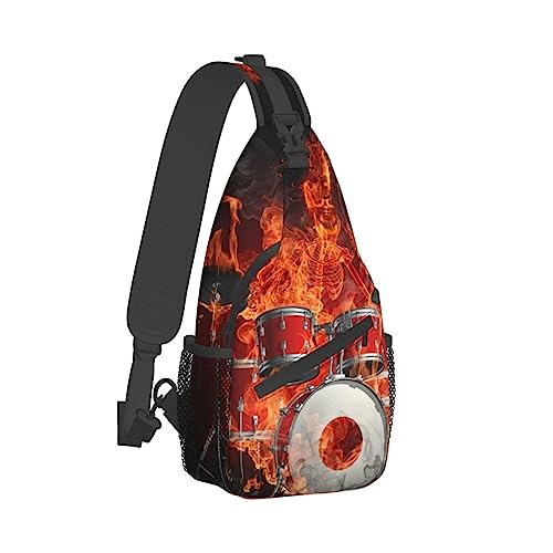 Männer und Frauen Sling Bag Chest Daypack, kompatibel mit Rock Drum Fire Flame Skull Skeleton Schulterrucksack Crossbody für Wandern/Camping/Laufen, lässiger und großvolumiger Anti-Diebstahl-Rucksack Männer und Frauen Sling Bag Chest Daypack, kompatibel mit Rock Drum Fire Flame Skull Skeleton Schulterrucksack Crossbody für Wandern/Camping/Laufen, lässiger und großvolumiger Anti-Diebstahl-Rucksack von DJNGN