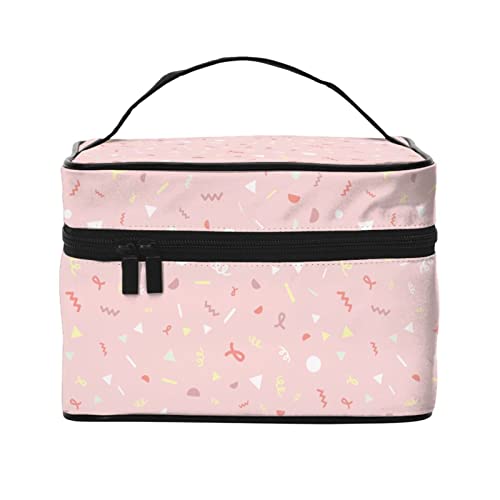 Make-up-Tasche, Reise-Kosmetiktasche für Frauen, Mädchen, große Make-up-Organizer-Tasche, tragbare Kulturtasche, rosa Muster von DJNGN