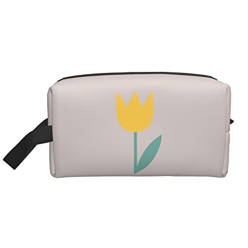 Make-up-Tasche, einfache abstrakte Blume, Reise-Toilettenartikel, Make-up-Organizer, Reise, große Kapazität, tragbar, Reise-Kosmetiktaschen für Frauen, Mädchen, Beige von DJNGN