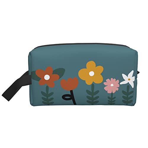 Make-up-Tasche, einfache abstrakte Blume, Reise-Toilettenartikel, Make-up-Organizer, Reise, große Kapazität, tragbar, Reise-Kosmetiktaschen für Frauen, Mädchen, grün von DJNGN