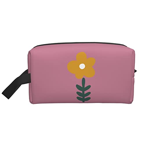 Make-up-Tasche, einfache abstrakte Blume, Reise-Toilettenartikel, Make-up-Organizer, Reise, große Kapazität, tragbar, Reise-Kosmetiktaschen für Frauen, Mädchen, tiefrosa von DJNGN