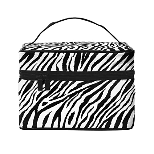 Make-up-Tasche, schwarz, weiß, Zebradruck, Reise-Kosmetiktasche für Frauen, Mädchen, große Make-up-Organizer-Tasche, tragbare Kulturtasche, Reiseutensilien von DJNGN