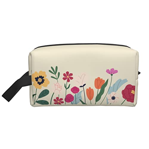 Make-up-Tasche Blumen Blühende Reise-Toilettenartikel Make-up-Organizer Reise Große Kapazität Tragbare Reise-Kosmetiktaschen für Frauen Mädchen Creme von DJNGN