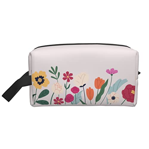 Make-up-Tasche Blumen Blühende Reise-Toilettenartikel Make-up-Organizer Reisen Große Kapazität Tragbare Reise-Kosmetiktaschen für Frauen Mädchen Lila Weiß von DJNGN