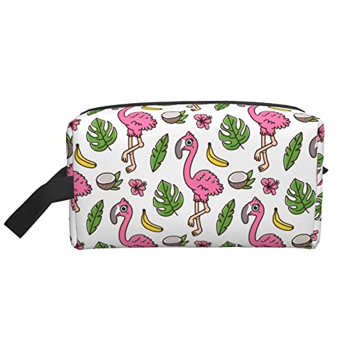 Make-up-Tasche Flamingo Banane Kokosnuss Reise-Toilettenartikel Make-up-Organizer Reise Große Kapazität Tragbare Reise-Kosmetiktaschen für Frauen Mädchen von DJNGN