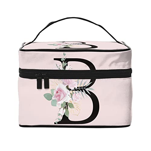 Make-up-Tasche Flower Lette B Rosa Reise-Kosmetiktasche für Frauen Mädchen Große Make-up-Organizer-Tasche Tragbare Kulturtasche Reiseutensilien von DJNGN