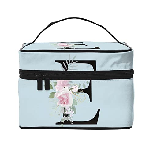 Make-up-Tasche Flower Lette E Blau Reise-Kosmetiktasche für Frauen Mädchen Große Make-up-Organizer-Tasche Tragbare Kulturtasche Reiseutensilien von DJNGN