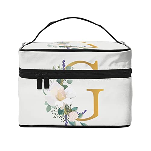 Make-up-Tasche Flower Lette G Weiß Reise-Kosmetiktasche für Frauen Mädchen Große Make-up-Organizer-Tasche Tragbare Kulturtasche Reiseutensilien von DJNGN