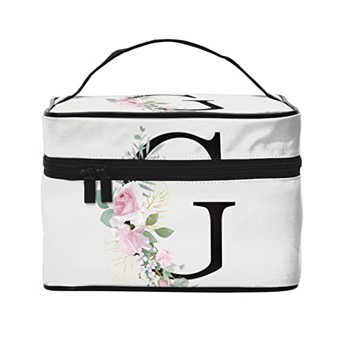 Make-up-Tasche Flower Lette G Weiß Reise-Kosmetiktasche für Frauen Mädchen Große Make-up-Organizer-Tasche Tragbare Kulturtasche Reiseutensilien von DJNGN