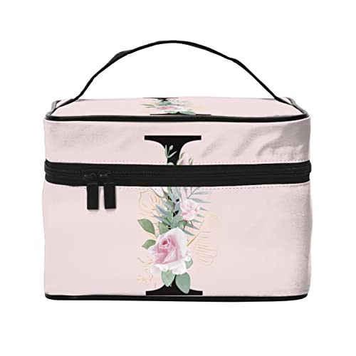 Make-up-Tasche Flower Lette I Rosa Reise-Kosmetiktasche für Frauen Mädchen Große Make-up-Organizer-Tasche Tragbare Kulturtasche Reiseutensilien von DJNGN