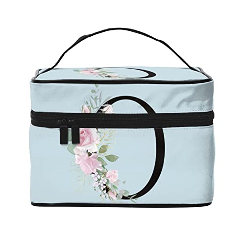 Make-up-Tasche Flower Lette O Blau Reise-Kosmetiktasche für Frauen Mädchen Große Make-up-Organizer-Tasche Tragbare Kulturtasche Reiseutensilien von DJNGN