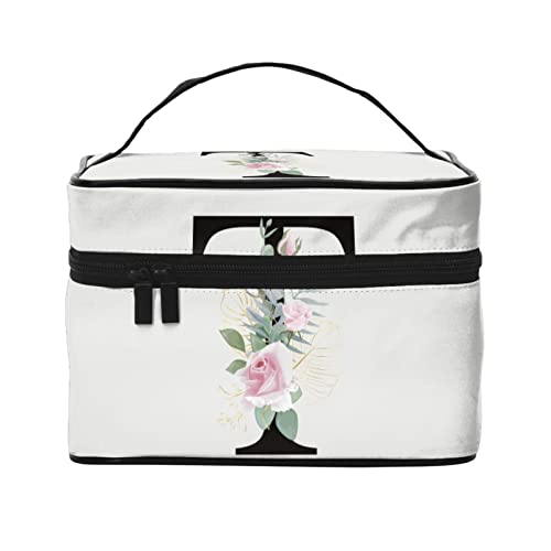 Make-up-Tasche Flower Lette T Weiß Reise-Kosmetiktasche für Frauen Mädchen Große Make-up-Organizer-Tasche Tragbare Kulturtasche Reiseutensilien von DJNGN