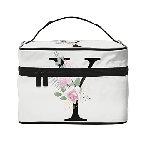 Make-up-Tasche Flower Lette Y Weiß Reise-Kosmetiktasche für Frauen Mädchen Große Make-up-Organizer-Tasche Tragbare Kulturtasche Reiseutensilien von DJNGN