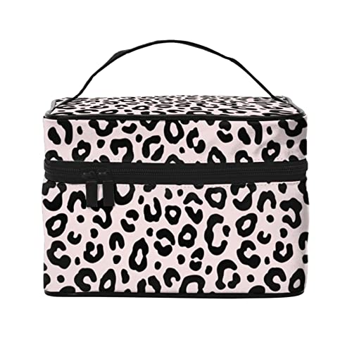 Make-up-Tasche mit Leopardenmuster, rosa, Reise-Kosmetiktasche für Frauen und Mädchen, große Make-up-Organizer-Tasche, tragbare Kulturtasche, Reiseutensilien von DJNGN