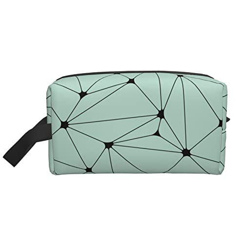 Make-up-Tasche Punkte und Linien Reise-Toilettenartikel Make-up-Organizer Reisen Große Kapazität Tragbare Reise-Kosmetiktaschen für Frauen Mädchen Mintgrün von DJNGN