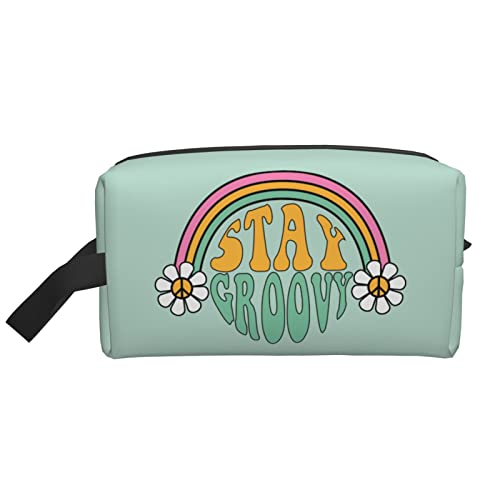 Make-up-Tasche Regenbogen und Gänseblümchen, Reise-Toilettenartikel, Make-up-Organizer, große Kapazität, tragbare Reise-Kosmetiktaschen für Frauen, Mädchen, Mintgrün von DJNGN