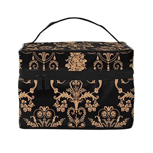 Make-up-Tasche, Reise-Kosmetiktasche für Frauen und Mädchen, große Make-up-Organizer-Tasche, tragbare Kulturtasche, Blumenmuster Make-up-Tasche, Reise-Kosmetiktasche für Frauen und Mädchen, große Make-up-Organizer-Tasche, tragbare Kulturtasche, Blumenmuster von DJNGN