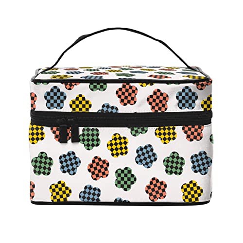 Make-up-Tasche, Reise-Kosmetiktasche für Damen und Mädchen, große Make-up-Organizer-Tasche, tragbare Kulturtasche, Blumenmuster von DJNGN