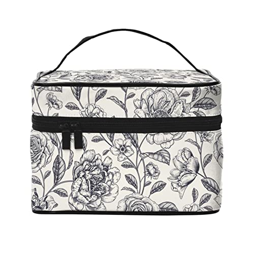 Make-up-Tasche Reise-Kosmetiktasche für Frauen Mädchen Große Make-up-Organizer-Tasche Tragbare Kulturtasche Floral von DJNGN