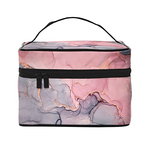 Make-up-Tasche Reise-Kosmetiktasche für Frauen Mädchen Große Make-up-Organizer-Tasche Tragbare Kulturtasche Pink Abstract von DJNGN