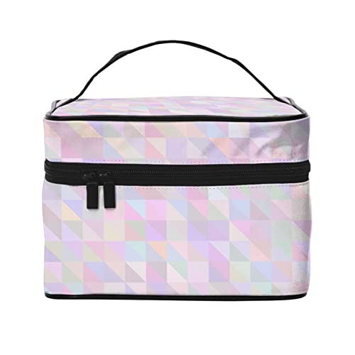 Make-up-Tasche Reise-Kosmetiktasche für Frauen Mädchen Große Make-up-Organizer-Tasche Tragbare Kulturtasche Pink Polygon von DJNGN