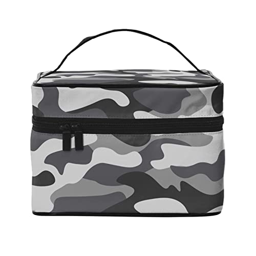 Make-up-Tasche Reise-Kosmetiktasche für Frauen Mädchen Große Make-up-Organizer-Tasche Tragbare Kulturtasche Schwarz Camouflage von DJNGN