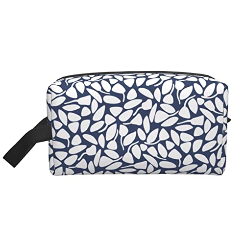 Make-up-Tasche Seamless Floret Reise-Toilettenartikel Make-up-Organizer Reise Große Kapazität Tragbare Reise-Kosmetiktaschen für Frauen Mädchen Indigoblau von DJNGN