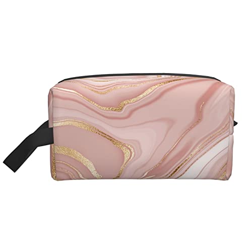 Make-up-Tasche für Frauen, Teenager, Mädchen, große Kapazität, Reise-Kosmetiktasche, Make-up-Organizer, große süße Make-up-Tasche, Reise, rosa Marmor von DJNGN