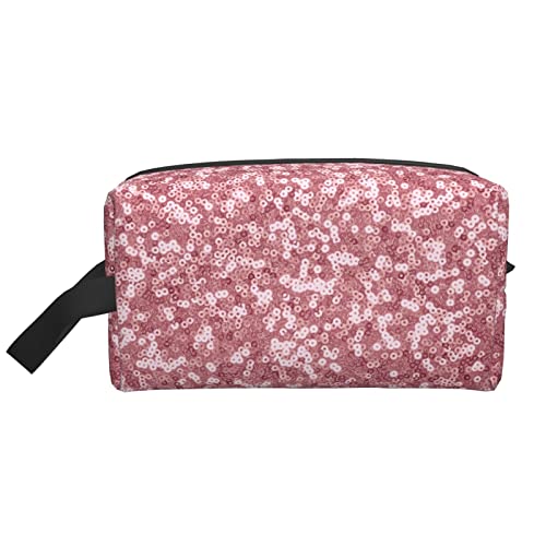 Make-up-Tasche für Frauen, Teenager, Mädchen, große Kapazität, Reise-Kosmetiktasche, Make-up-Organizer, große süße Make-up-Tasche, Reise, rosa Pailletten von DJNGN