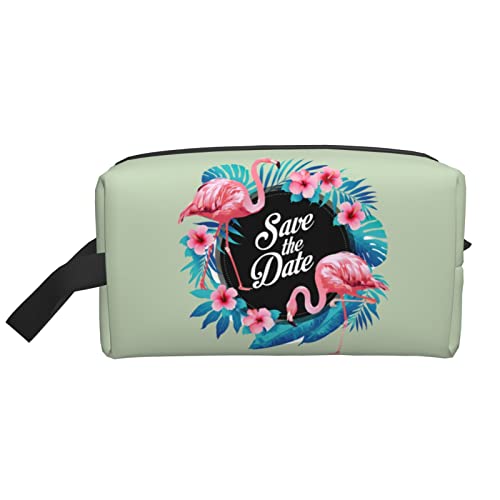 Make-up-Tasche für Frauen, Teenager, Mädchen, große Kapazität, Reise-Kosmetiktasche, Make-up-Organizer, große süße Make-up-Tasche, Reise-Flamingo, hellgrün von DJNGN