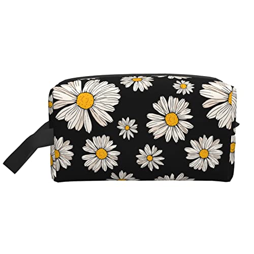 Make-up-Tasche für Damen, Teenager und Mädchen, großes Fassungsvermögen, Reise-Kosmetiktasche, Make-up-Organizer-Tasche, große süße Make-up-Tasche, Reise-Gänseblümchen von DJNGN