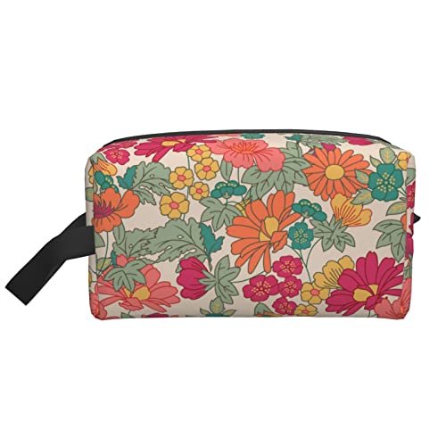 Make-up-Tasche für Frauen, Teenager, Mädchen, große Kapazität, Reise-Kosmetiktasche, Make-up-Organizer, große süße Make-up-Tasche, Reisen, Blumen von DJNGN