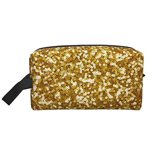 Make-up-Tasche für Frauen, Teenager, Mädchen, große Kapazität, Reise-Kosmetiktasche, Make-up-Organizer-Tasche, große niedliche Make-up-Tasche, Reise-Gold-Glitter von DJNGN