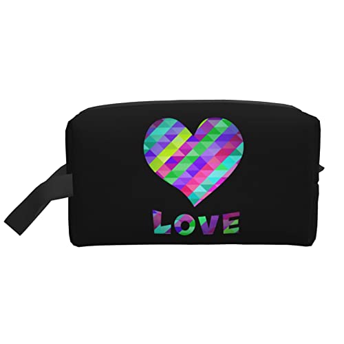 Reise-Toilettenartikel-Make-up-Organizer mit Herz- und Liebesmotiv, große Kapazität, tragbare Kosmetiktaschen für Frauen und Mädchen von DJNGN