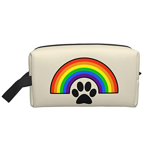 Make-up-Tasche mit Hundepfote, Regenbogen-Beige, Reise-Toilettenartikel, Make-up-Organizer, große Kapazität, tragbare Reise-Kosmetiktaschen für Frauen und Mädchen von DJNGN