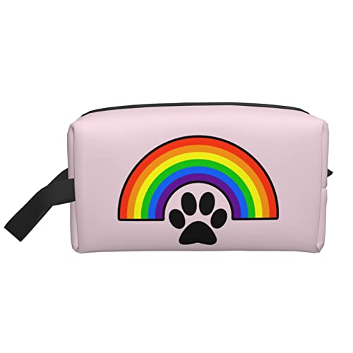 Make-up-Tasche mit Hundepfote, Regenbogen-Rosa, Reise-Toilettenartikel, Make-up-Organizer, große Kapazität, tragbare Reise-Kosmetiktaschen für Frauen und Mädchen von DJNGN