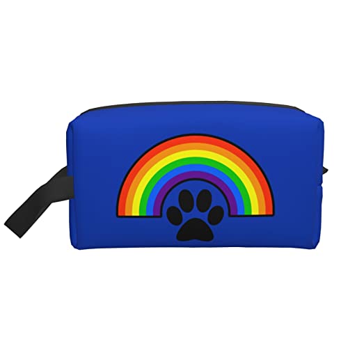 Make-up-Tasche mit Hundepfote, Regenbogenblau, Reise-Toilettenartikel, Make-up-Organizer, große Kapazität, tragbare Reise-Kosmetiktaschen für Frauen und Mädchen von DJNGN