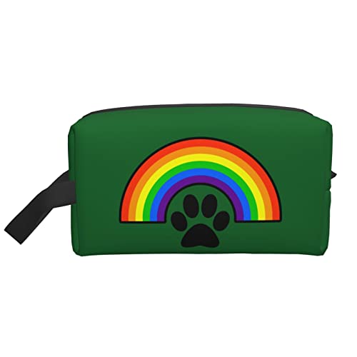 Make-up-Tasche mit Hundepfote, Regenbogengrün, Reise-Toilettenartikel, Make-up-Organizer, große Kapazität, tragbare Reise-Kosmetiktaschen für Frauen und Mädchen von DJNGN