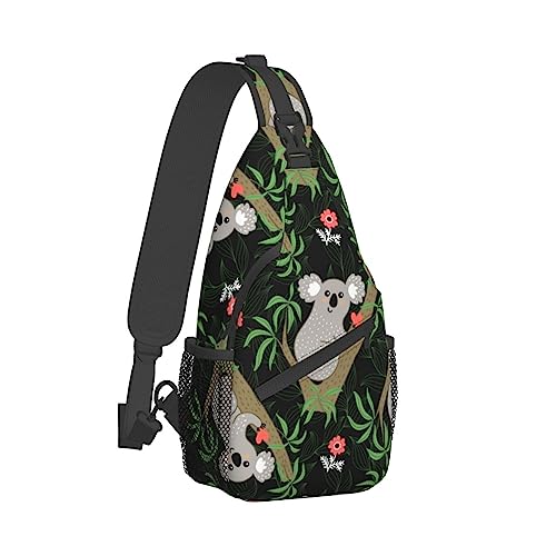 Modischer Sling-Rucksack für Männer und Frauen, leichte Sling-Umhängetasche, Outdoor-Brust-Crossbody-Bike-Gym-Läufer-Tagesrucksack mit verstellbarem Riemen, kompatibel mit niedlichem Cartoon-Koala von DJNGN