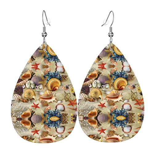 Muschel Muscheln Leder Ohrringe für Frauen baumeln Ohrring Tropfen Anhänger mit Haken Geschenke für Erwachsene Mädchen von DJNGN