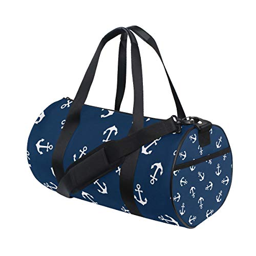 Nahtlose Anker Blau Nautische Sporttasche Canvas Reisetasche Weekender Gepäck Handtasche für Männer Frauen Sport und Übernachtung von DJNGN